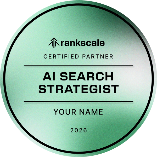 Rankscale AI Certified Partner badge: AI Search Strategist