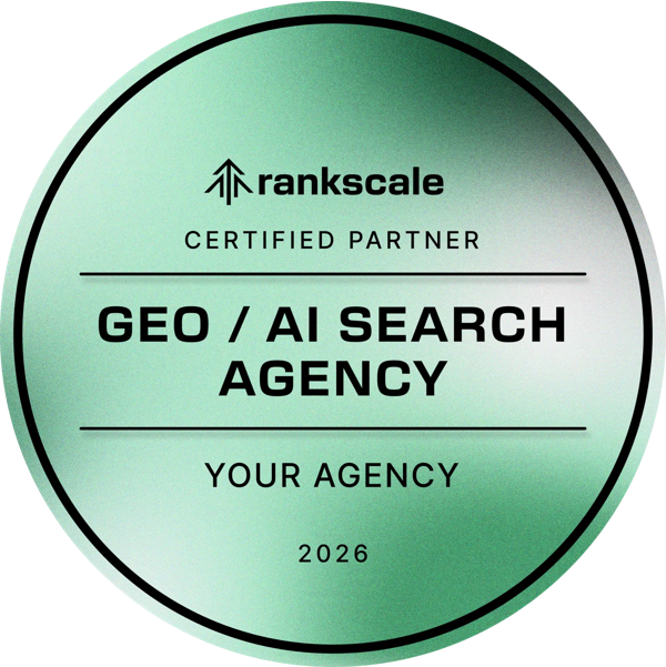 Rankscale AI Certified Partner badge: GEO / AI Search Agency